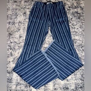 Rock & Roll Cowgirl Blue Striped Flare Jeans